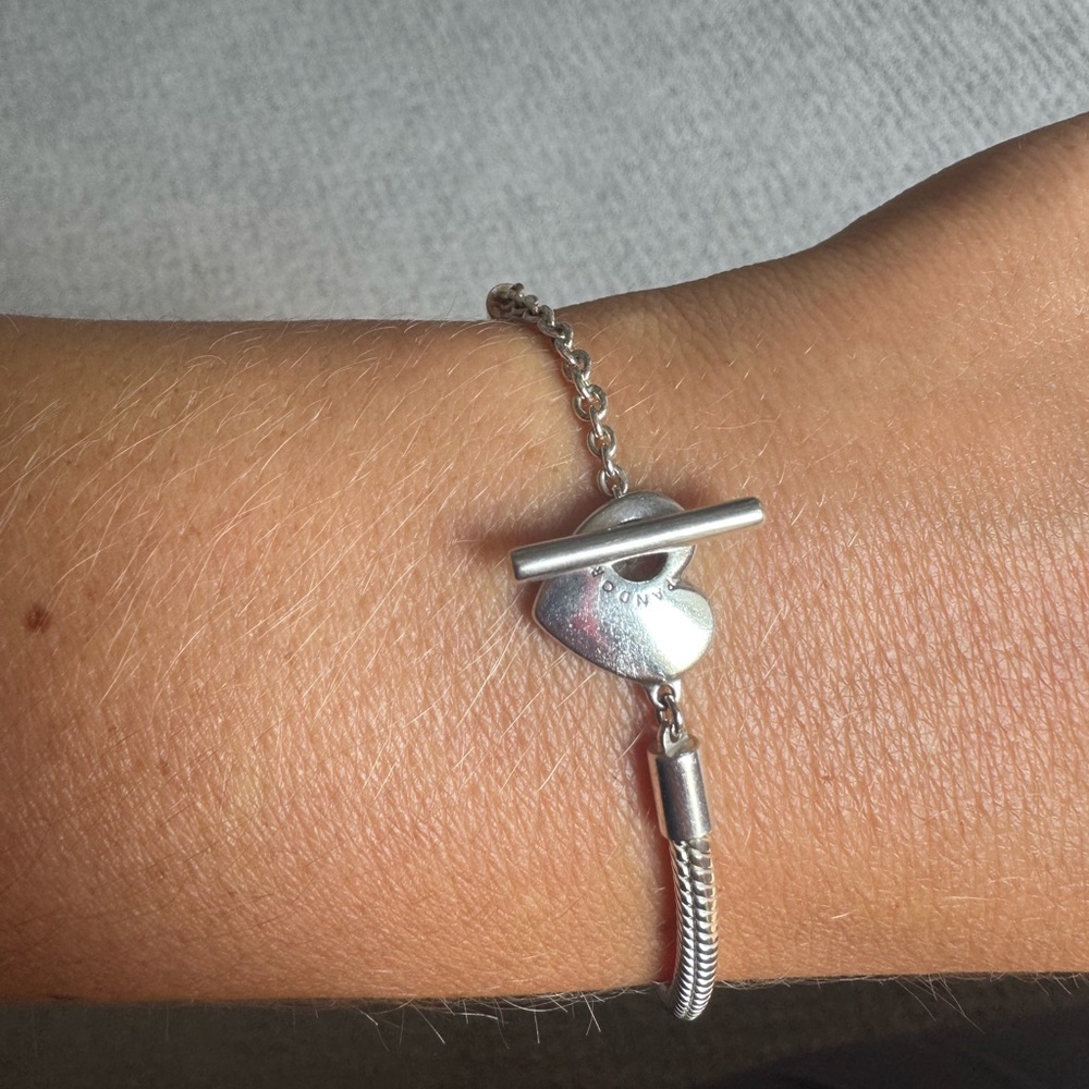 Pandora Heart T-Bar Snake Chain Bracelet